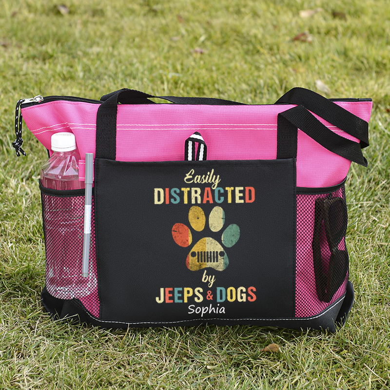 Jeep Vintag easily distracted by Jeeps And dogs Tote Bag