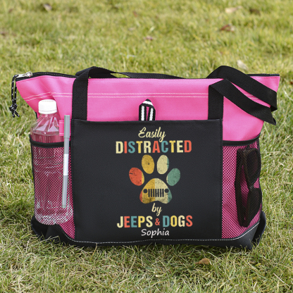 Jeep Vintag easily distracted by Jeeps And dogs Tote Bag