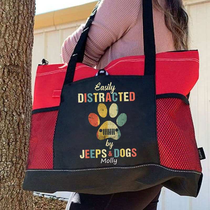 Jeep Vintag easily distracted by Jeeps And dogs Tote Bag