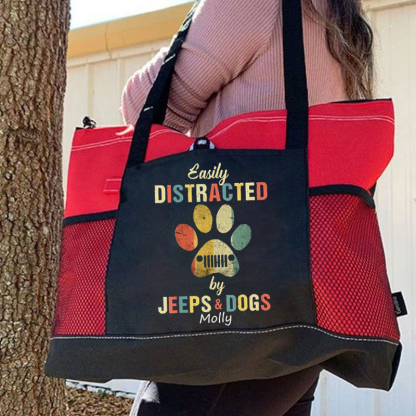 Jeep Vintag easily distracted by Jeeps And dogs Tote Bag
