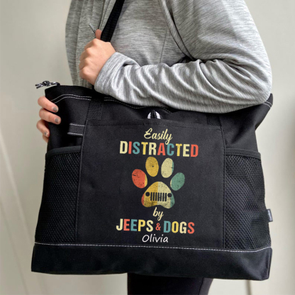 Jeep Vintag easily distracted by Jeeps And dogs Tote Bag