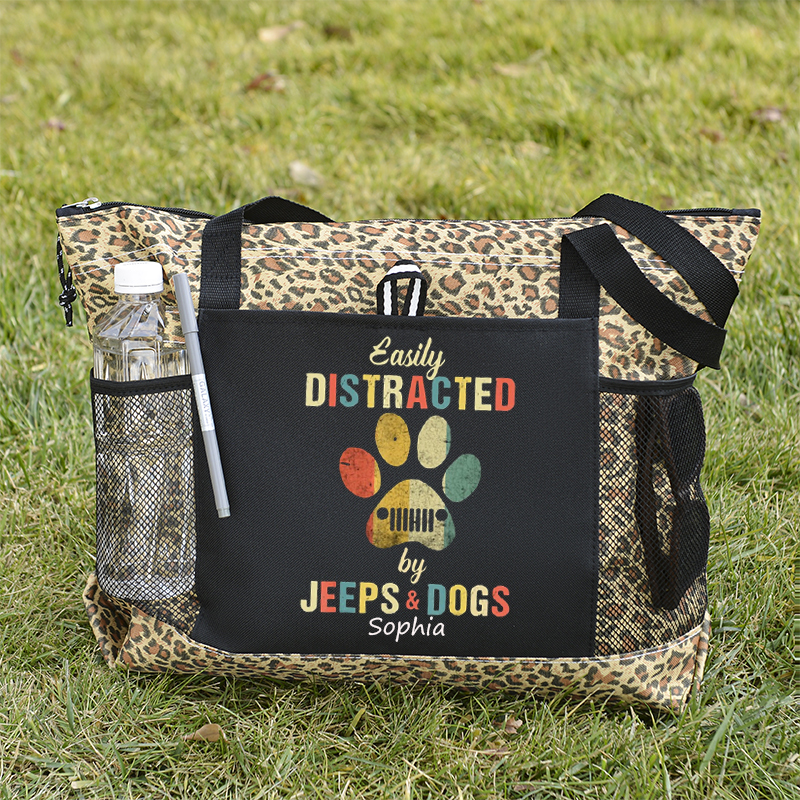 Jeep Vintag easily distracted by Jeeps And dogs Tote Bag