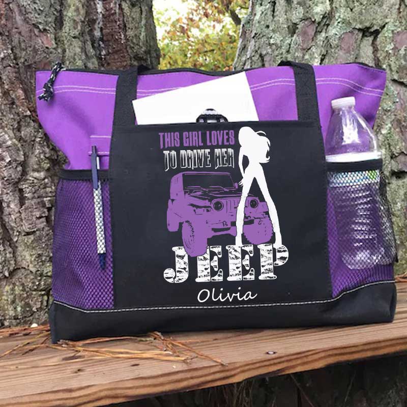 This Girl Loves To Drive Her Jeep Custom Tote Bag For Jeep Lovers