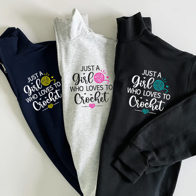 Just a Girl Who Loves to Crochet Pullover Sweatshirt