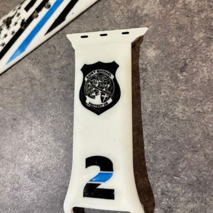 Personalized Police Thin Blue Line Flag Silicone Watch Band for Apple