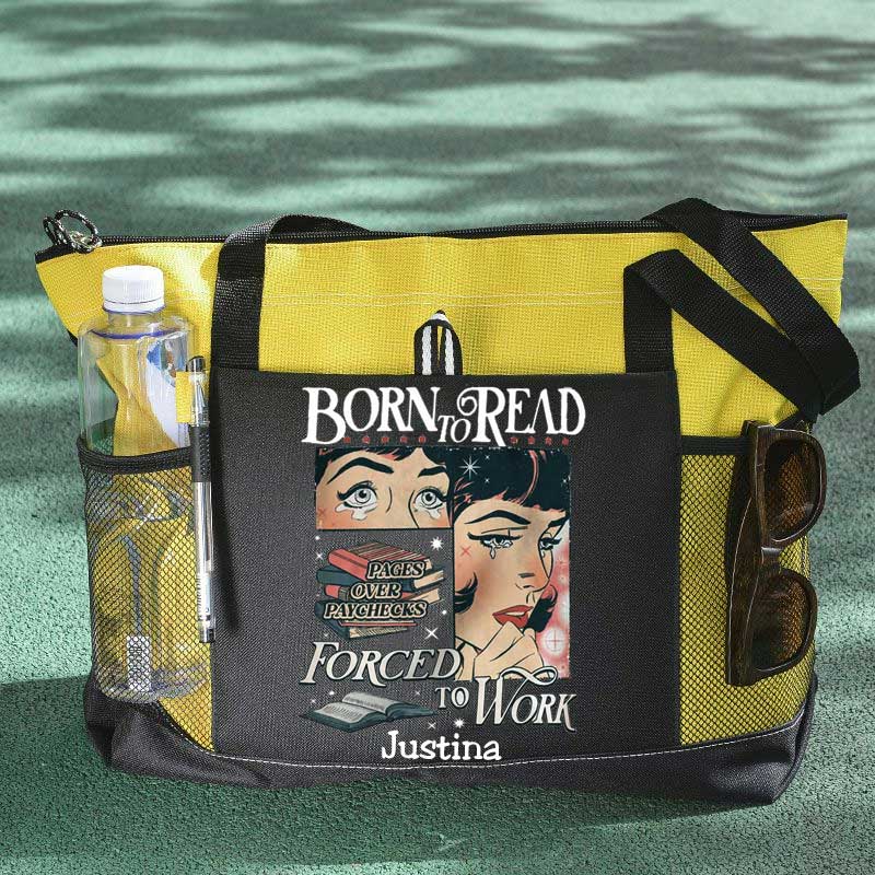 Born To Read Bookish Comfort Colors Tote Bag, Custom Funny Reader Bag