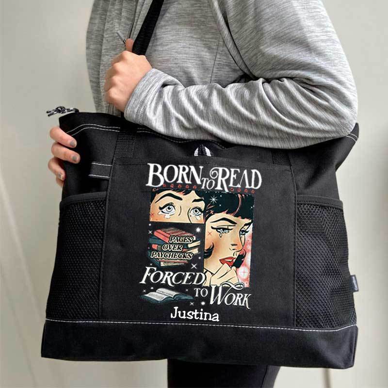 Born To Read Bookish Comfort Colors Tote Bag, Custom Funny Reader Bag