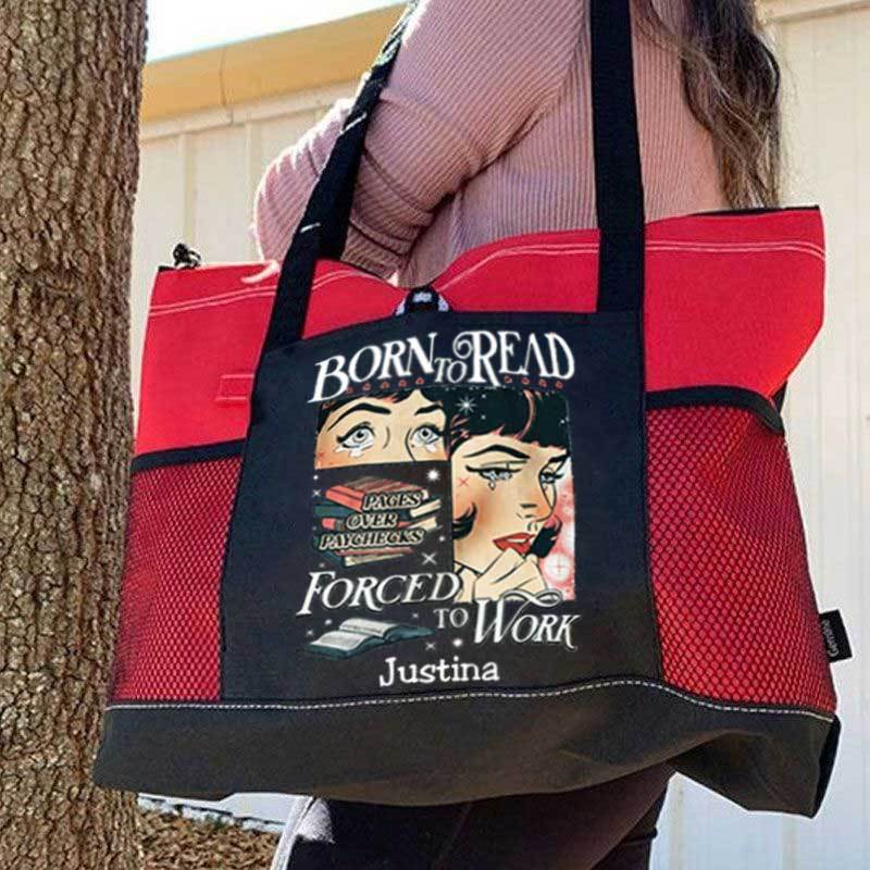 Born To Read Bookish Comfort Colors Tote Bag, Custom Funny Reader Bag