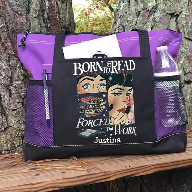 Born To Read Bookish Comfort Colors Tote Bag, Custom Funny Reader Bag