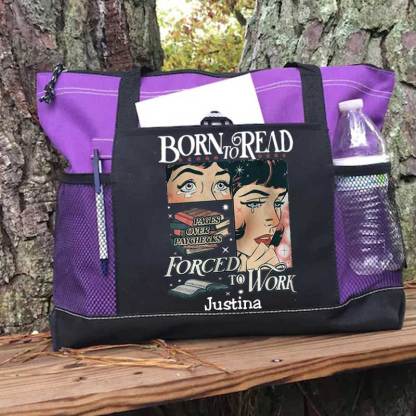 Born To Read Bookish Comfort Colors Tote Bag, Custom Funny Reader Bag