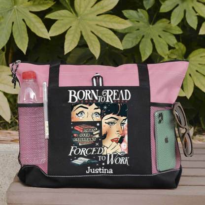 Born To Read Bookish Comfort Colors Tote Bag, Custom Funny Reader Bag