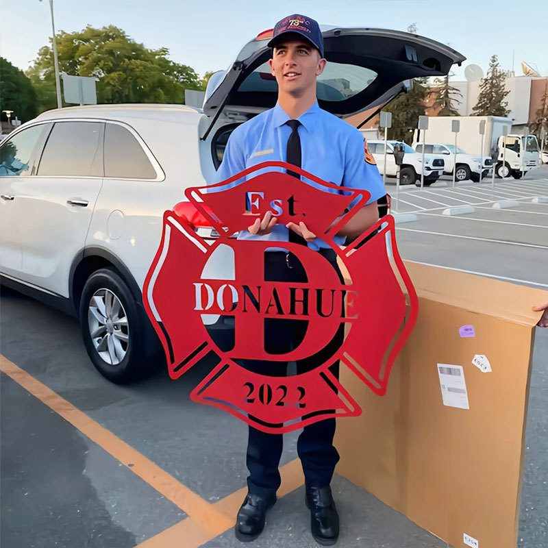 Personalized Firefighter Metal Sign, First Responder Gift