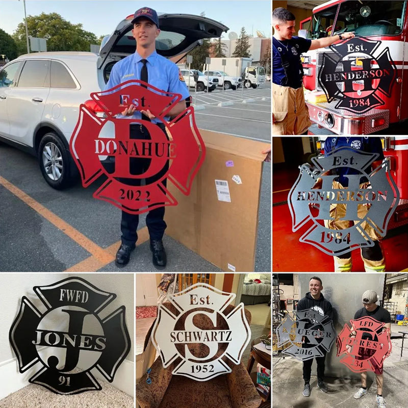 Personalized Firefighter Metal Sign, First Responder Gift