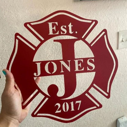Personalized Firefighter Metal Sign, First Responder Gift