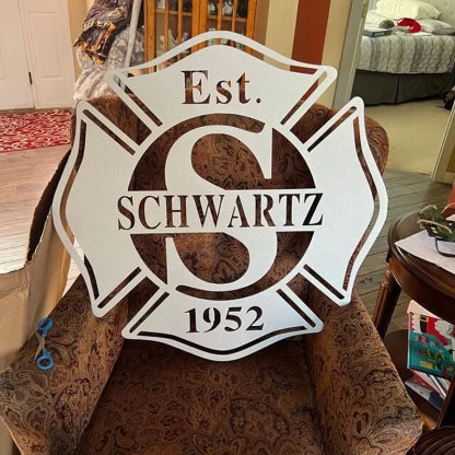 Personalized Firefighter Metal Sign, First Responder Gift