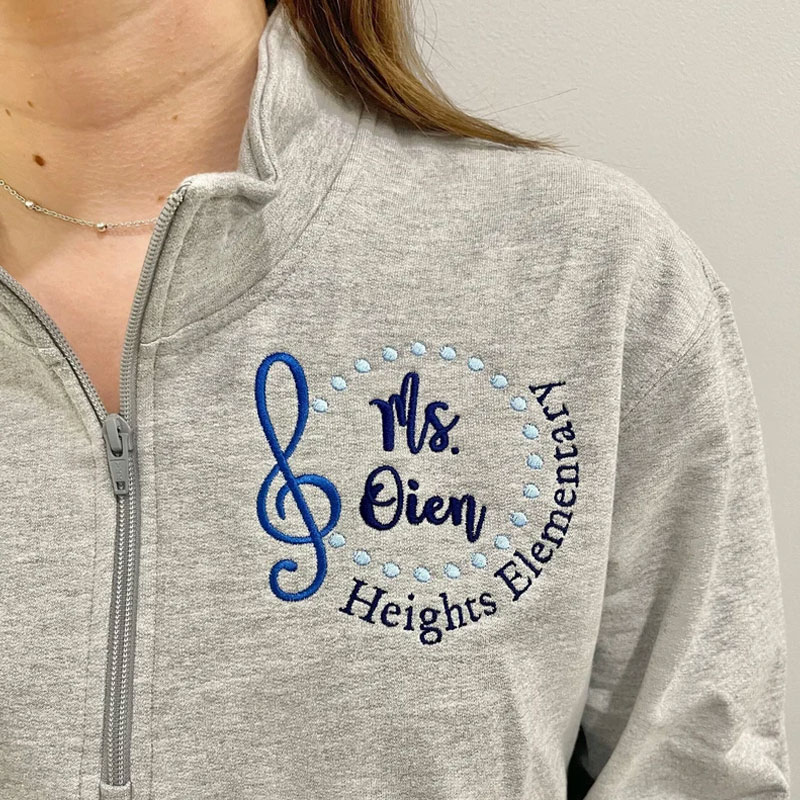 Embroidered Music Teacher, Treble Clef Monogram Pullover Sweatshirt Jacket