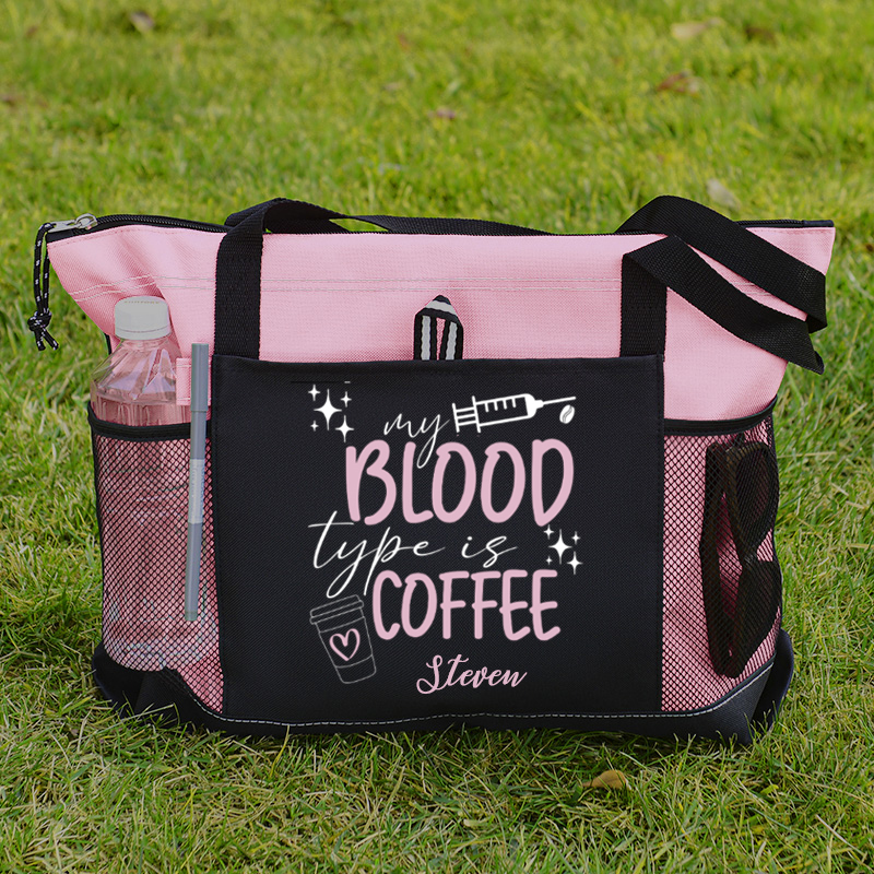 My Blood Type Is Coffee Custom Tote Bag