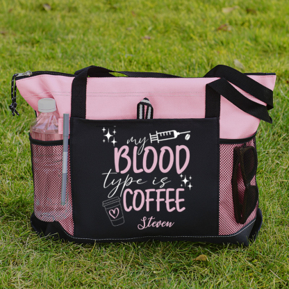 My Blood Type Is Coffee Custom Tote Bag