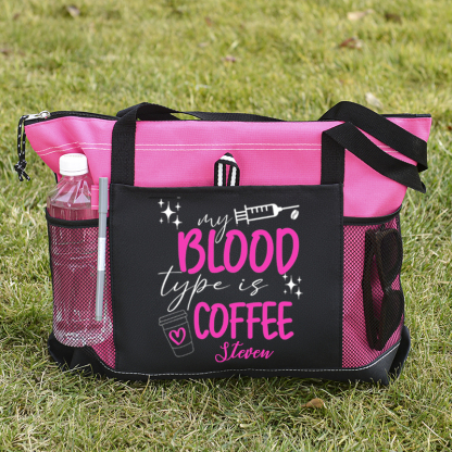 My Blood Type Is Coffee Custom Tote Bag