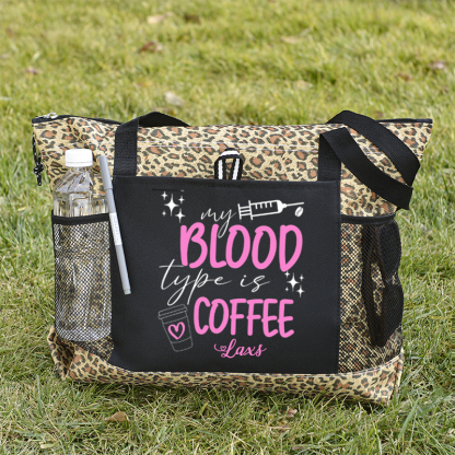 My Blood Type Is Coffee Custom Tote Bag