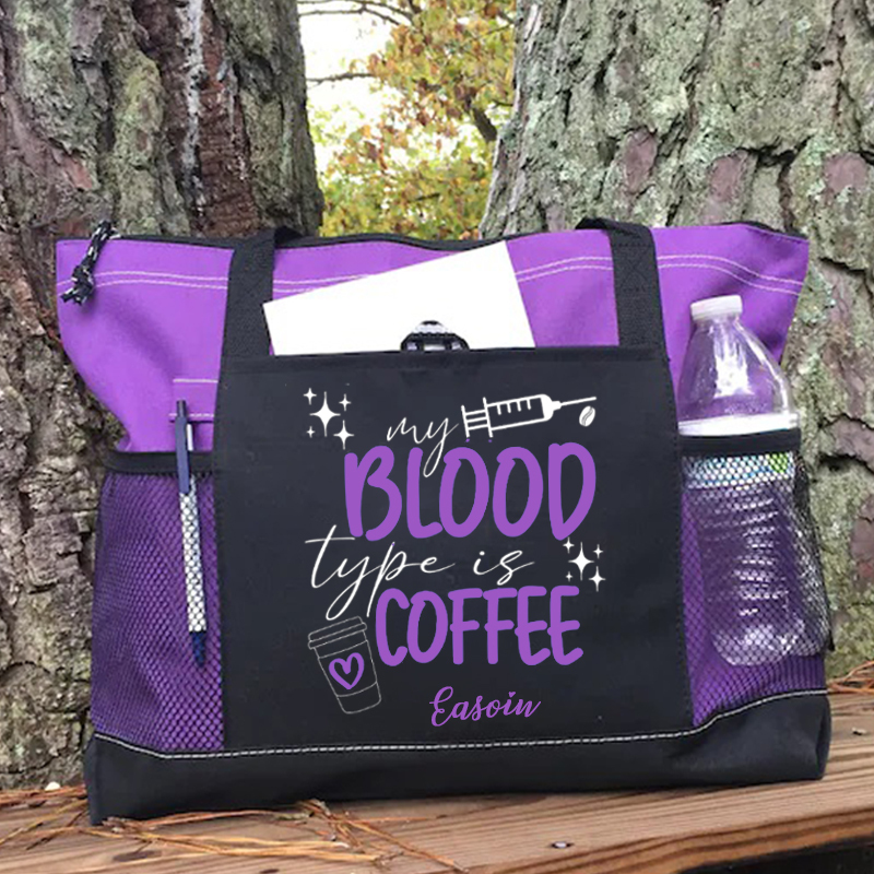 My Blood Type Is Coffee Custom Tote Bag