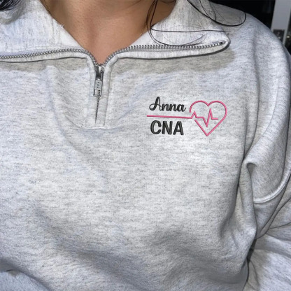 Nurse Embroidered Quarter Zip Sweatshirt