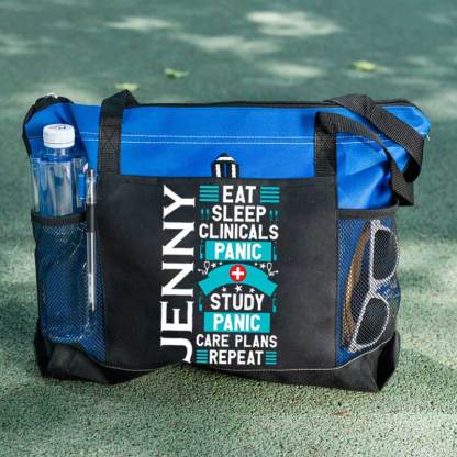 Eat Sleep Clinicals Panic Tote Bag, Personalized Gift for Student Nurse