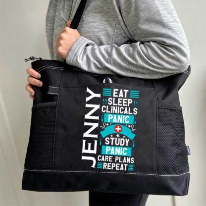 Eat Sleep Clinicals Panic Tote Bag, Personalized Gift for Student Nurse