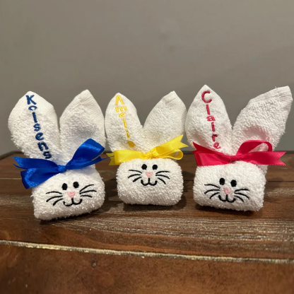 Personalized Bunny Embroidered washcloth Easter Baby Shower Gift