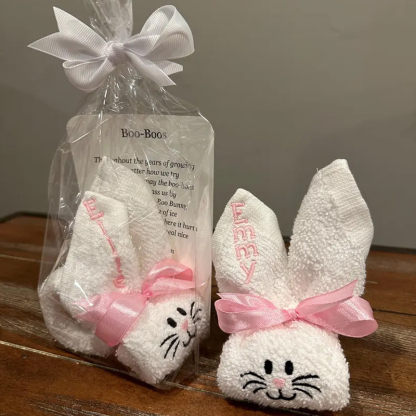 Personalized Bunny Embroidered washcloth Easter Baby Shower Gift