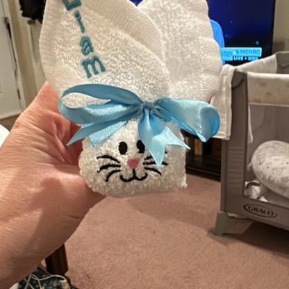 Personalized Bunny Embroidered washcloth Easter Baby Shower Gift