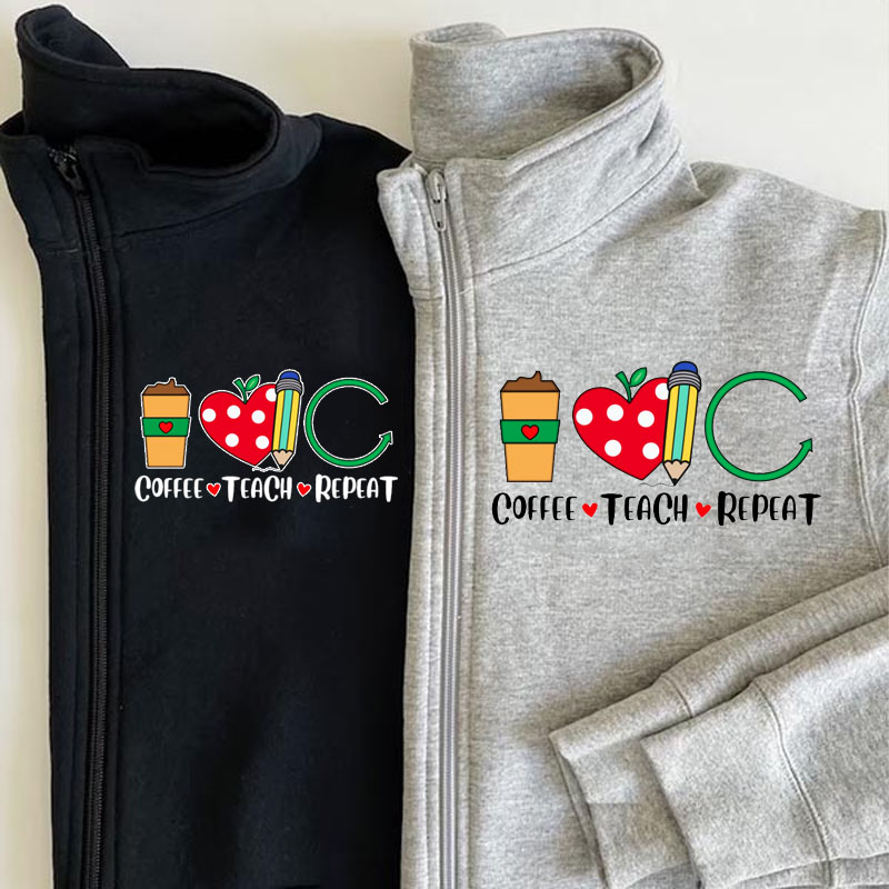 Personalized Coffee Teach Repeat Pullover Jacket