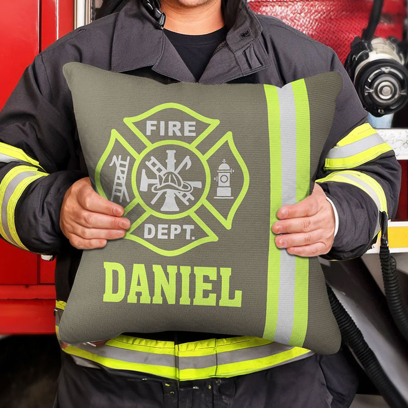 Personalized Fire Dept Design Firefighter Throw Pillow Cover