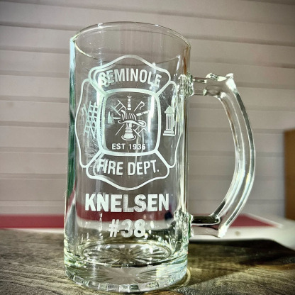 Personalized Fire Dept Logo Beer Stein