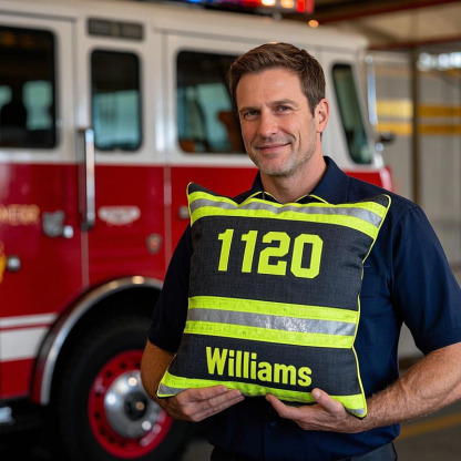 Personalized Firefighter Reflective Stripe Throw Pillow