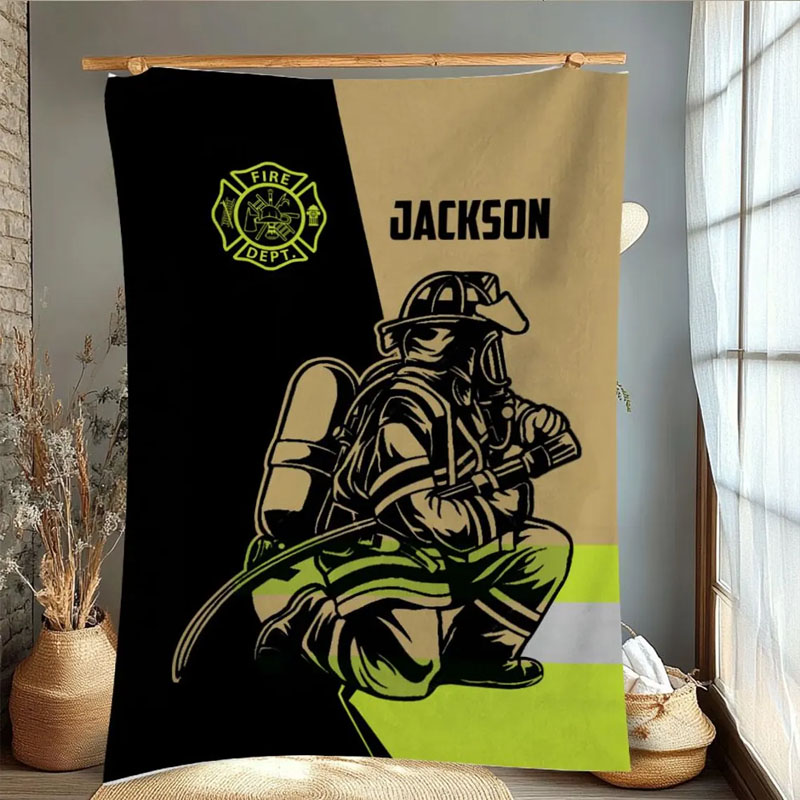 Personalized Firefighter Soft Blanket