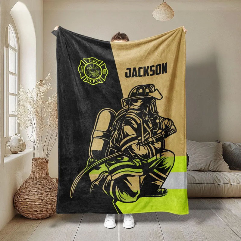 Personalized Firefighter Soft Blanket