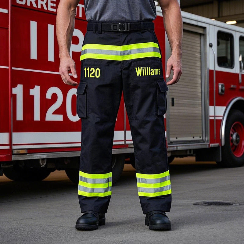 Personalized Firefighter Work Pants with Reflective Stripes