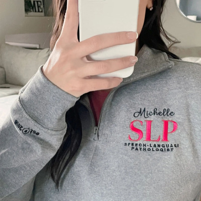 Personalized SLP Embroidered Quarter Zip Sweatshirt