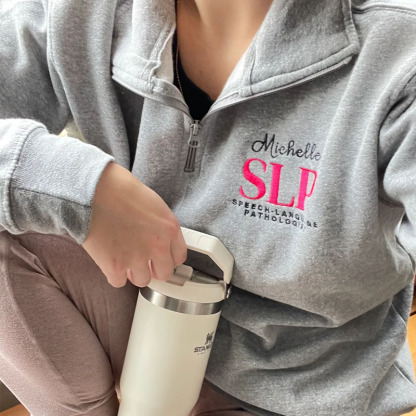 Personalized SLP Embroidered Quarter Zip Sweatshirt