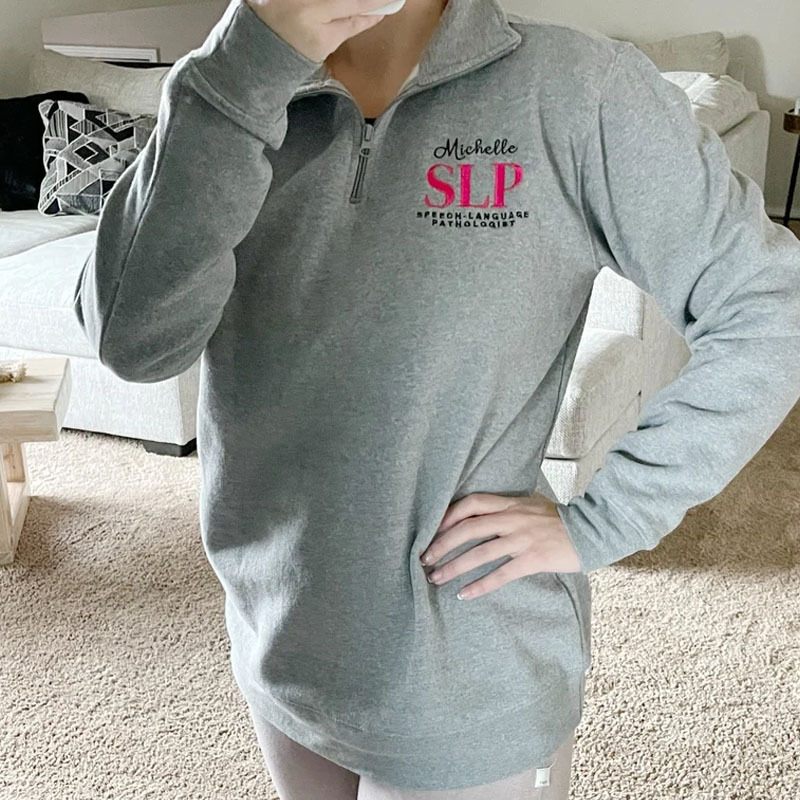 Personalized SLP Embroidered Quarter Zip Sweatshirt