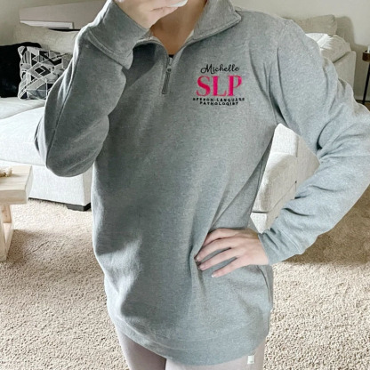 Personalized SLP Embroidered Quarter Zip Sweatshirt