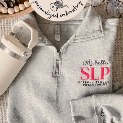 Personalized SLP Embroidered Quarter Zip Sweatshirt