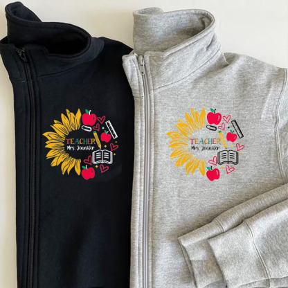 Personalized Sunflower Teacher Pullover Jacket
