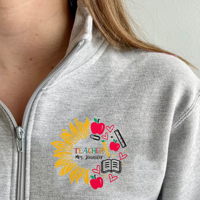 Personalized Sunflower Teacher Pullover Jacket