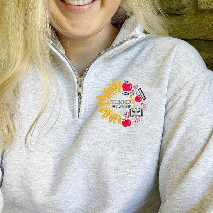 Personalized Sunflower Teacher Pullover Jacket