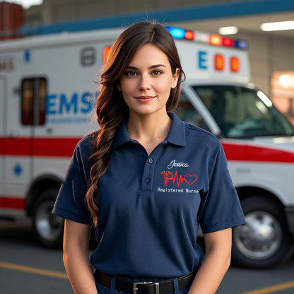 Personalized Registered Nurse Embroidery Polo Shirt