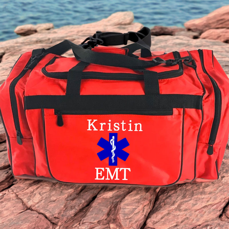First Aid Bag Personalized with your Name EMT Gym Duffle Travel Bag