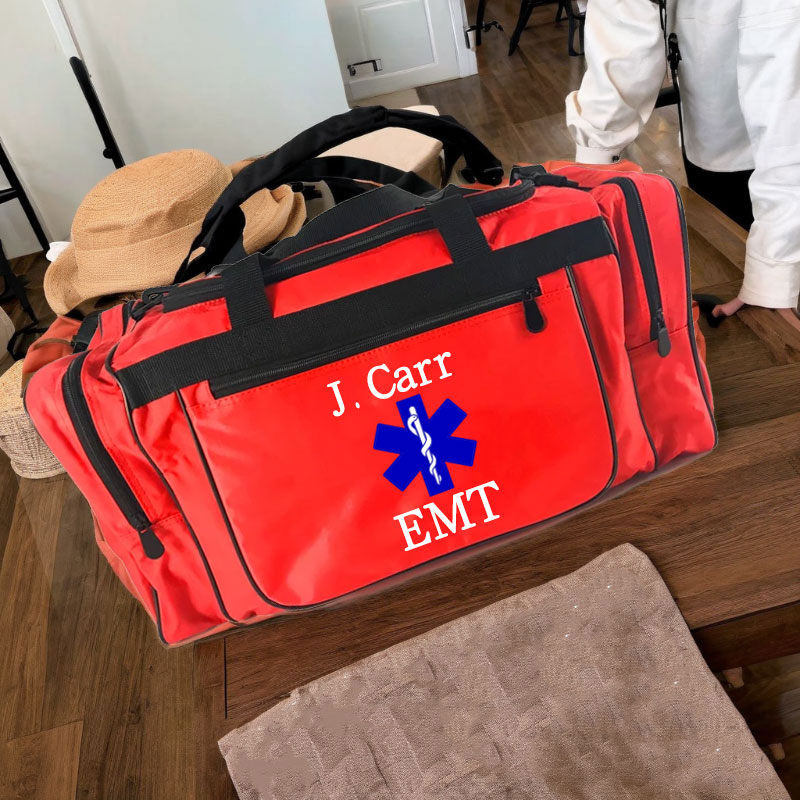 First Aid Bag Personalized with your Name EMT Gym Duffle Travel Bag