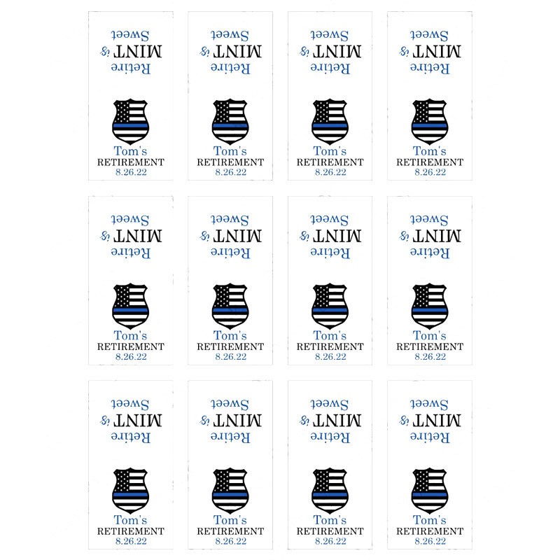 Firefighter Theme Editable Retirement Mint Favors, Police Theme